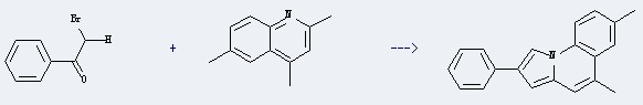 The Quinoline,2,4,6-trimethyl- could react with 2-bromo-1-phenyl-ethanone to obtain the 5,7-dimethyl-2-phenyl-pyrrolo[1,2-a]quinoline